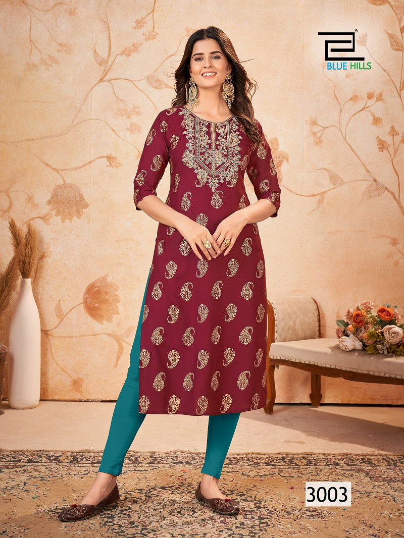 Blue Hills Classic Touch Vol 3 Rayon Printed Kurtis Wholesale Clothing Suppliers In India
